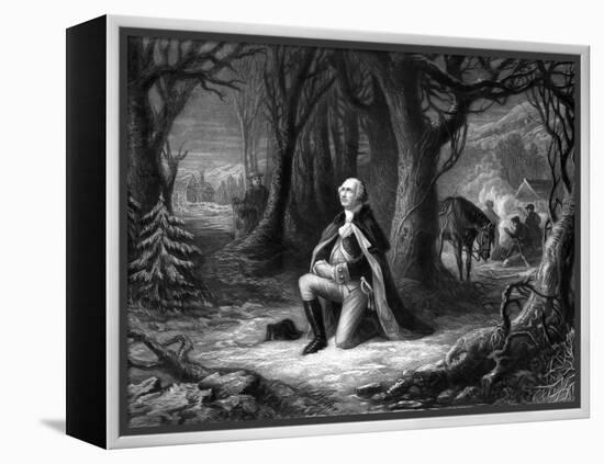 Vintage Revolutionary War Print of General George Washington Praying at Valley Forge-Stocktrek Images-Framed Premier Image Canvas