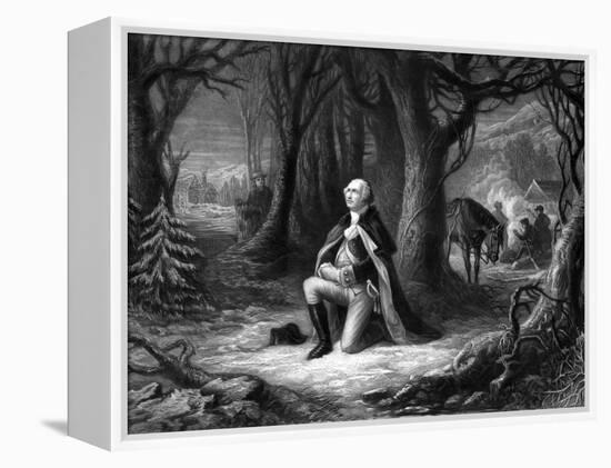 Vintage Revolutionary War Print of General George Washington Praying at Valley Forge-Stocktrek Images-Framed Premier Image Canvas