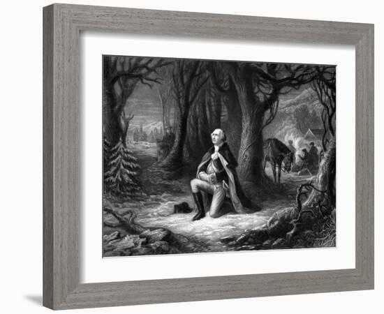 Vintage Revolutionary War Print of General George Washington Praying at Valley Forge-Stocktrek Images-Framed Photographic Print