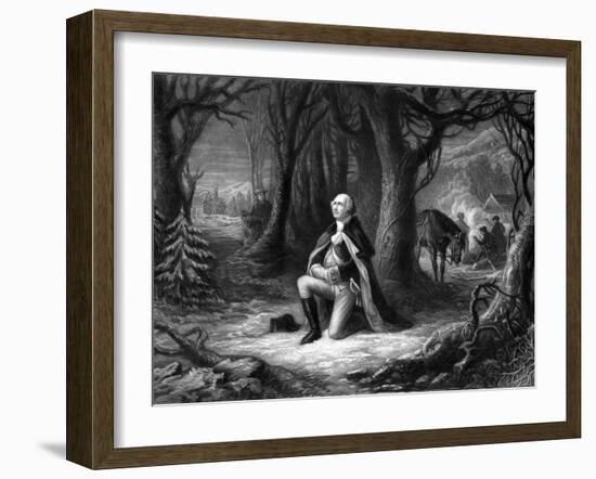 Vintage Revolutionary War Print of General George Washington Praying at Valley Forge-Stocktrek Images-Framed Photographic Print