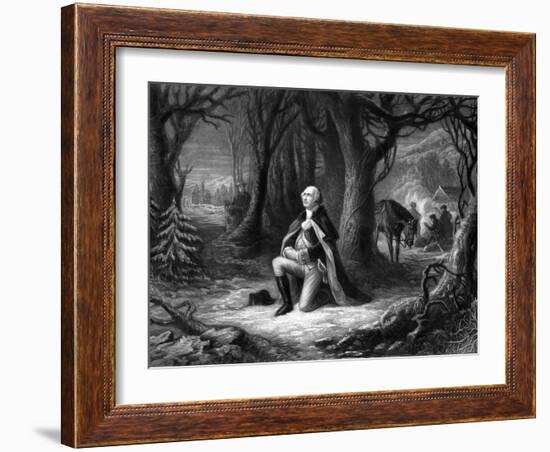 Vintage Revolutionary War Print of General George Washington Praying at Valley Forge-Stocktrek Images-Framed Photographic Print