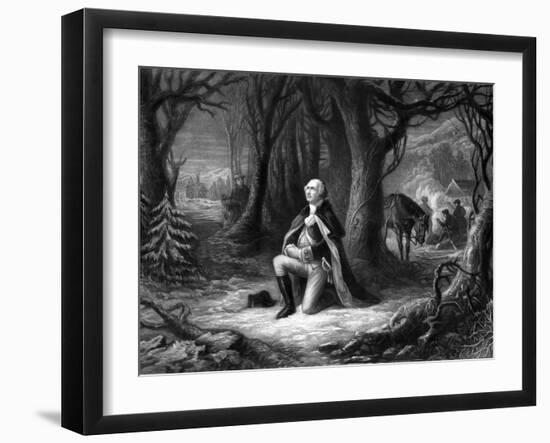 Vintage Revolutionary War Print of General George Washington Praying at Valley Forge-Stocktrek Images-Framed Photographic Print