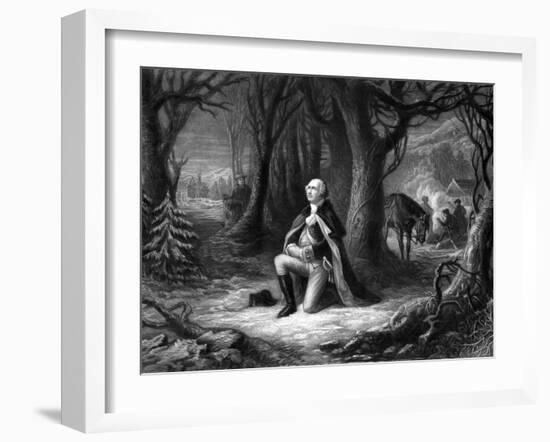 Vintage Revolutionary War Print of General George Washington Praying at Valley Forge-Stocktrek Images-Framed Photographic Print