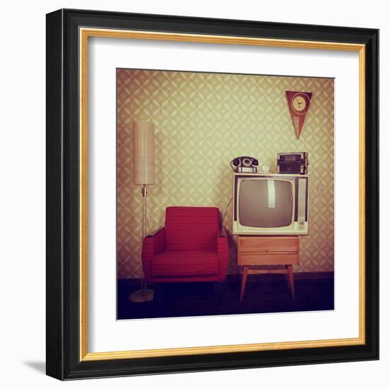 Vintage Room With Wallpaper-khorzhevska-Framed Art Print