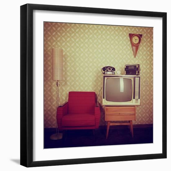 Vintage Room With Wallpaper-khorzhevska-Framed Art Print