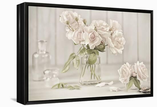Vintage Roses in Antique Glass-Cora Niele-Framed Premier Image Canvas
