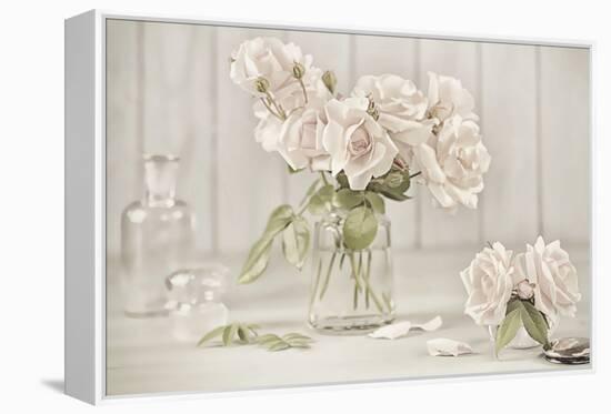 Vintage Roses in Antique Glass-Cora Niele-Framed Premier Image Canvas