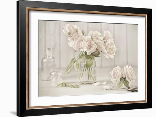 Vintage Roses in Antique Glass-Cora Niele-Framed Photographic Print