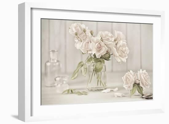 Vintage Roses in Antique Glass-Cora Niele-Framed Photographic Print