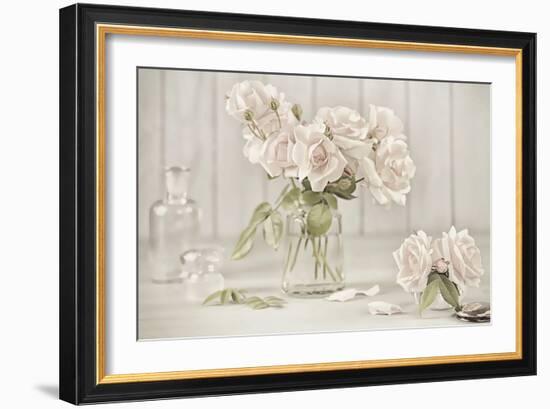 Vintage Roses in Antique Glass-Cora Niele-Framed Photographic Print