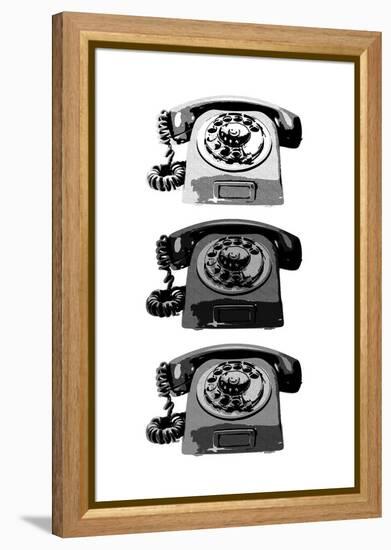 Vintage Rotary Telephone b&w Pop Art Print Poster-null-Framed Stretched Canvas