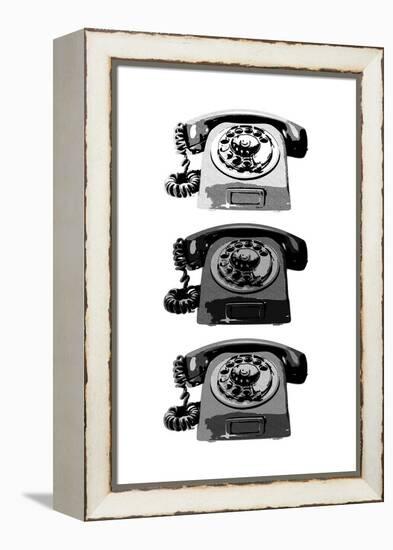 Vintage Rotary Telephone b&w Pop Art Print Poster-null-Framed Stretched Canvas