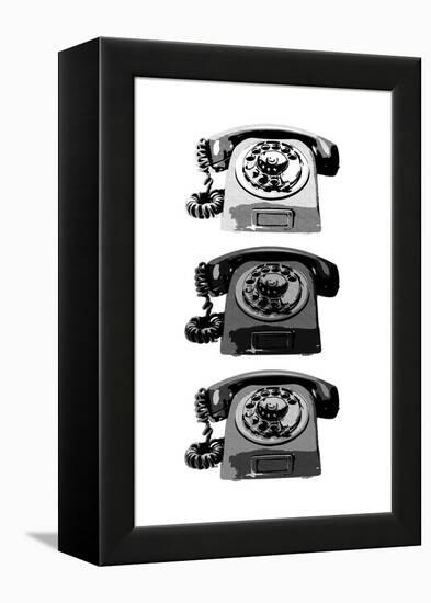 Vintage Rotary Telephone b&w Pop Art Print Poster-null-Framed Stretched Canvas