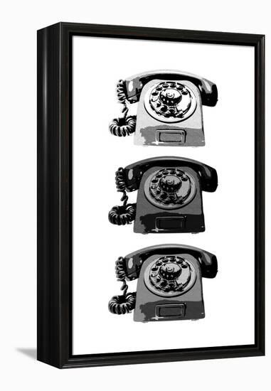 Vintage Rotary Telephone b&w Pop Art Print Poster-null-Framed Stretched Canvas