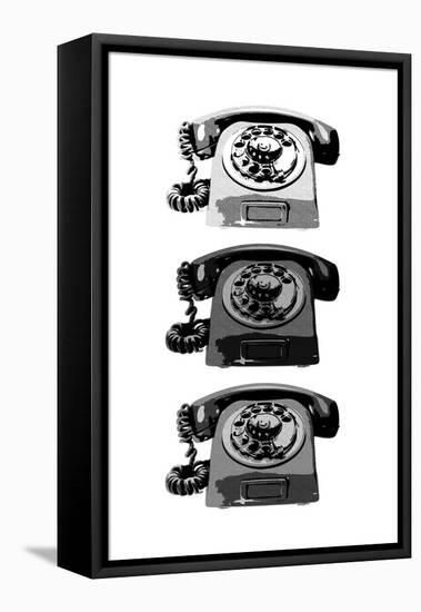 Vintage Rotary Telephone b&w Pop Art Print Poster-null-Framed Stretched Canvas