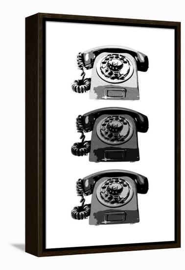 Vintage Rotary Telephone b&w Pop Art Print Poster-null-Framed Stretched Canvas