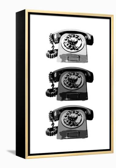 Vintage Rotary Telephone b&w Pop Art Print Poster-null-Framed Stretched Canvas