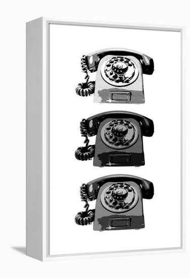 Vintage Rotary Telephone b&w Pop Art Print Poster-null-Framed Stretched Canvas