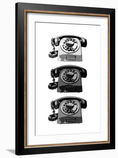 Vintage Rotary Telephone b&w Pop Art Print Poster-null-Framed Premium Giclee Print