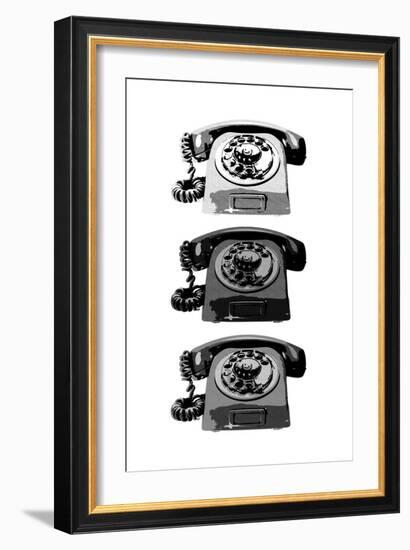 Vintage Rotary Telephone b&w Pop Art Print Poster-null-Framed Premium Giclee Print