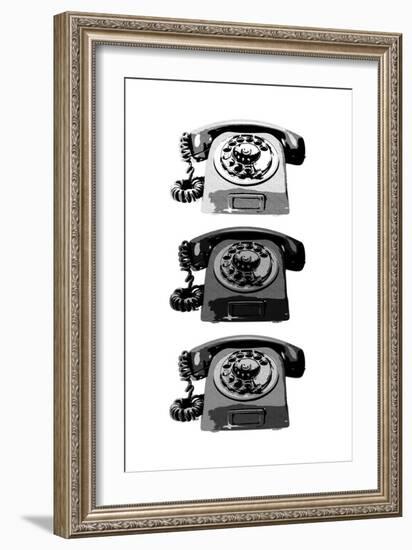 Vintage Rotary Telephone b&w Pop Art Print Poster-null-Framed Art Print