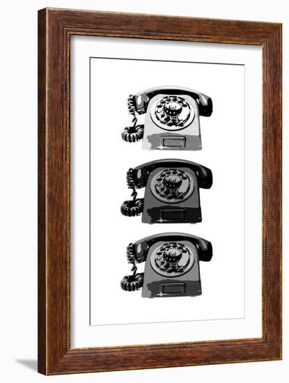 Vintage Rotary Telephone b&w Pop Art Print Poster-null-Framed Art Print