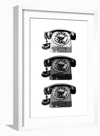 Vintage Rotary Telephone b&w Pop Art Print Poster-null-Framed Art Print