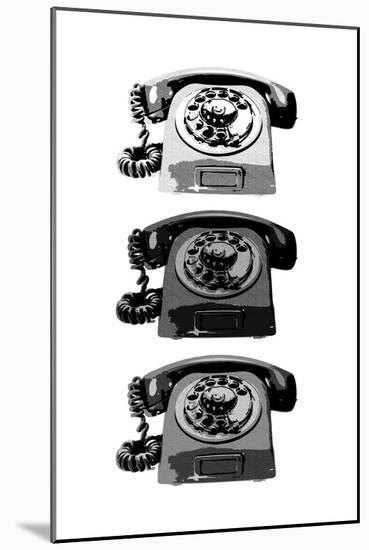 Vintage Rotary Telephone b&w Pop Art Print Poster-null-Mounted Art Print