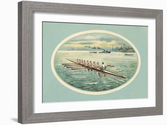 Vintage Rowing Crew Illustration-null-Framed Art Print