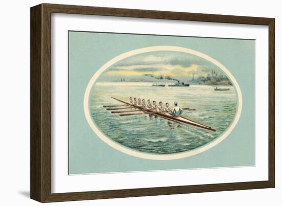 Vintage Rowing Crew Illustration-null-Framed Art Print