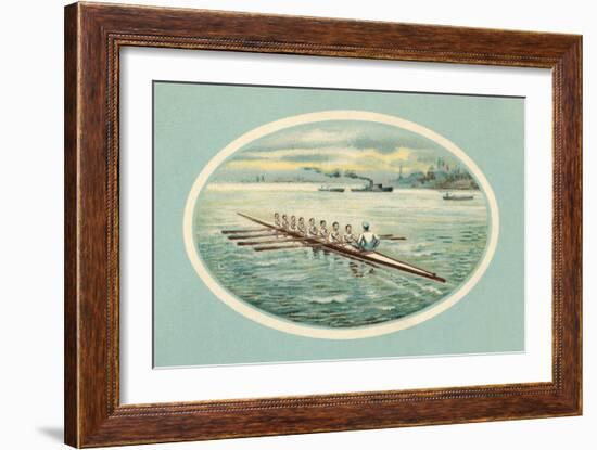 Vintage Rowing Crew Illustration-null-Framed Art Print