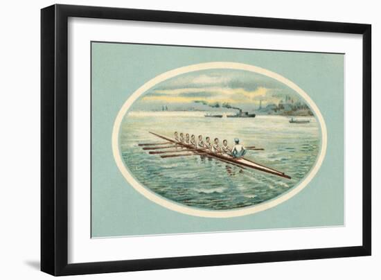 Vintage Rowing Crew Illustration-null-Framed Art Print