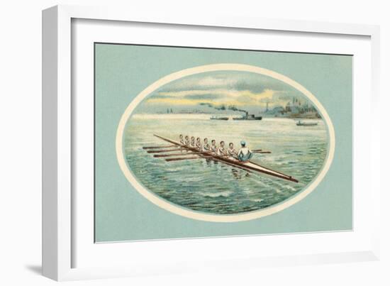 Vintage Rowing Crew Illustration-null-Framed Art Print