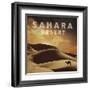 Vintage Sahara Desert with Sand Dunes and Camel, Africa-Take Me Away-Framed Art Print
