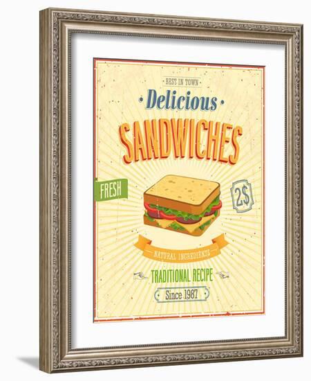 Vintage Sandwiches Poster-avean-Framed Art Print