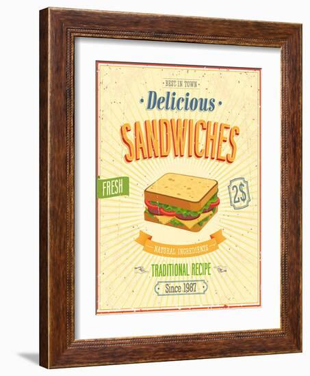 Vintage Sandwiches Poster-avean-Framed Art Print