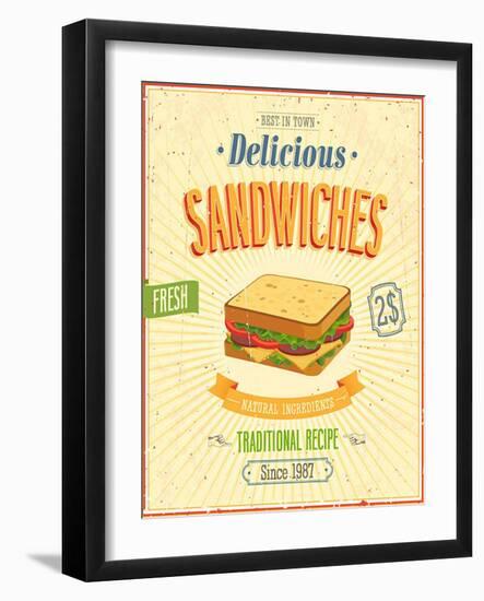 Vintage Sandwiches Poster-avean-Framed Art Print