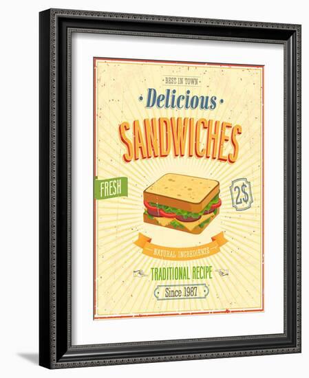 Vintage Sandwiches Poster-avean-Framed Art Print