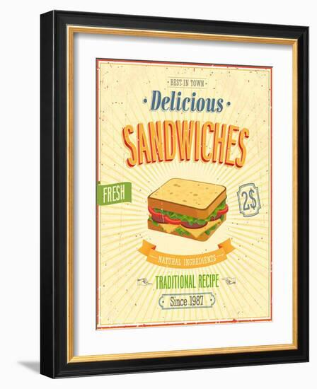 Vintage Sandwiches Poster-avean-Framed Art Print