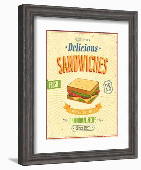 Vintage Sandwiches Poster-avean-Framed Art Print