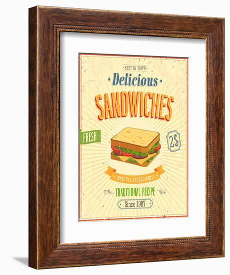 Vintage Sandwiches Poster-avean-Framed Art Print