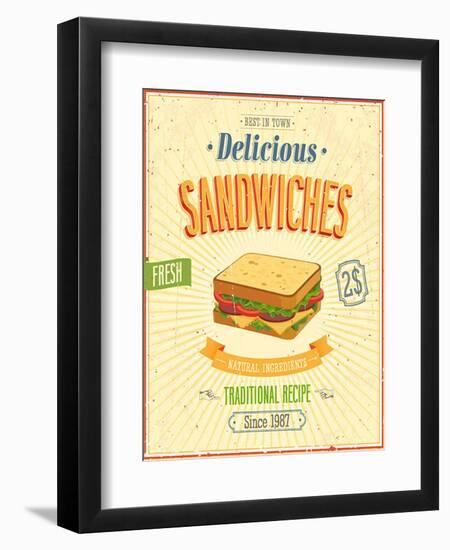 Vintage Sandwiches Poster-avean-Framed Art Print