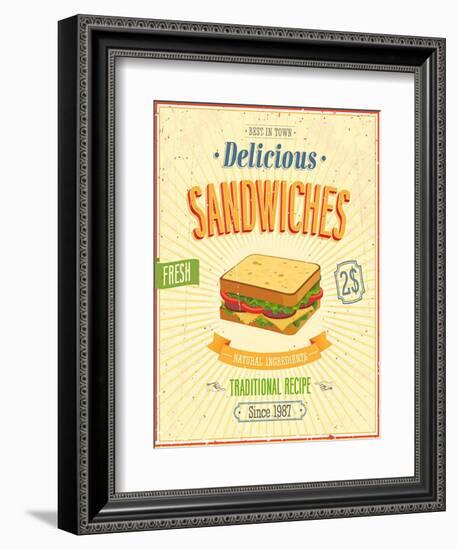 Vintage Sandwiches Poster-avean-Framed Art Print