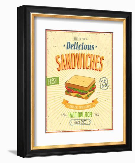 Vintage Sandwiches Poster-avean-Framed Art Print