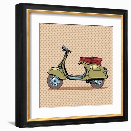 Vintage Scooter Retro Transport-Valeriy Kachaev-Framed Art Print