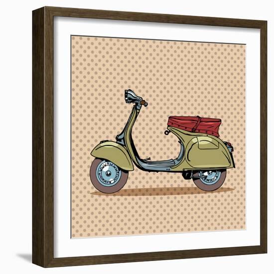 Vintage Scooter Retro Transport-Valeriy Kachaev-Framed Art Print