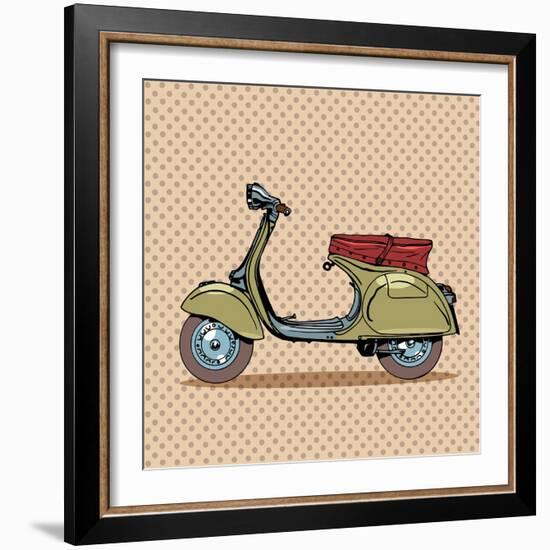 Vintage Scooter Retro Transport-Valeriy Kachaev-Framed Art Print