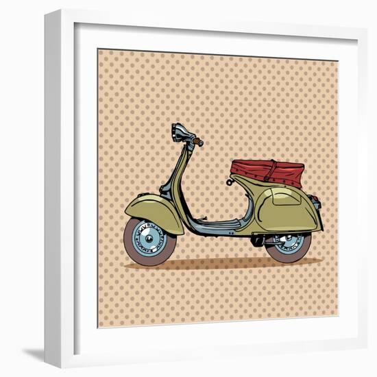 Vintage Scooter Retro Transport-Valeriy Kachaev-Framed Art Print