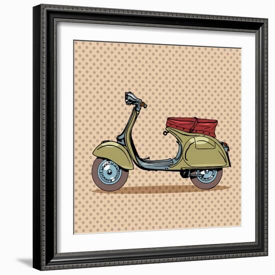 Vintage Scooter Retro Transport-Valeriy Kachaev-Framed Art Print