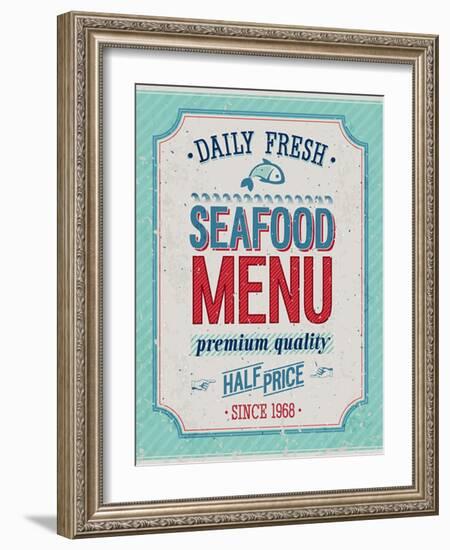 Vintage Seafood Poster-avean-Framed Art Print